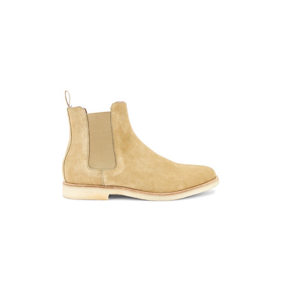 Giày thời trang nam cao cổ Chelsea boots da lộn màu tan đế tăng 3.5cm chiều cao | BigBuy360 - bigbuy360.vn