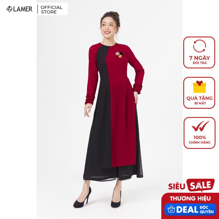 Áo dài cách tân nữ voan tay bèo LAMER L61A19Q046 (Áo không kèm quần)