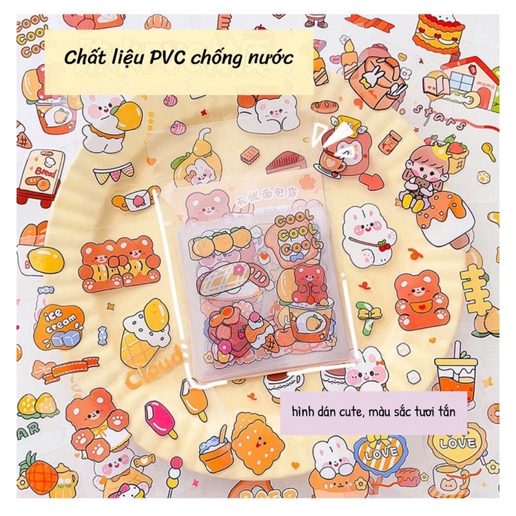 Set 20 tấm 100 miếng sticker hoạ tiết hoạt hình dễ thương, trang trí sổ tay, ốp điện thoại, bình nước Tiệm Ốc Sột