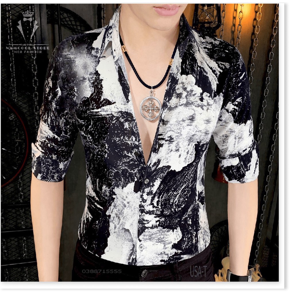 Áo sơ mi nam có cổ sơmi đôi  đẹp hàn quốc giá rẻ sơ mi loang đẹp chất TCS 3 màu