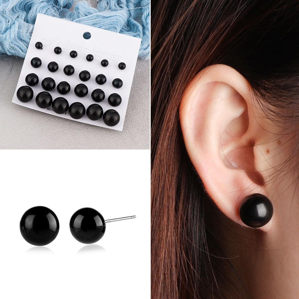 Set 12 Đôi Bông Tai Đính Đá Thời Trang Cho Nữ