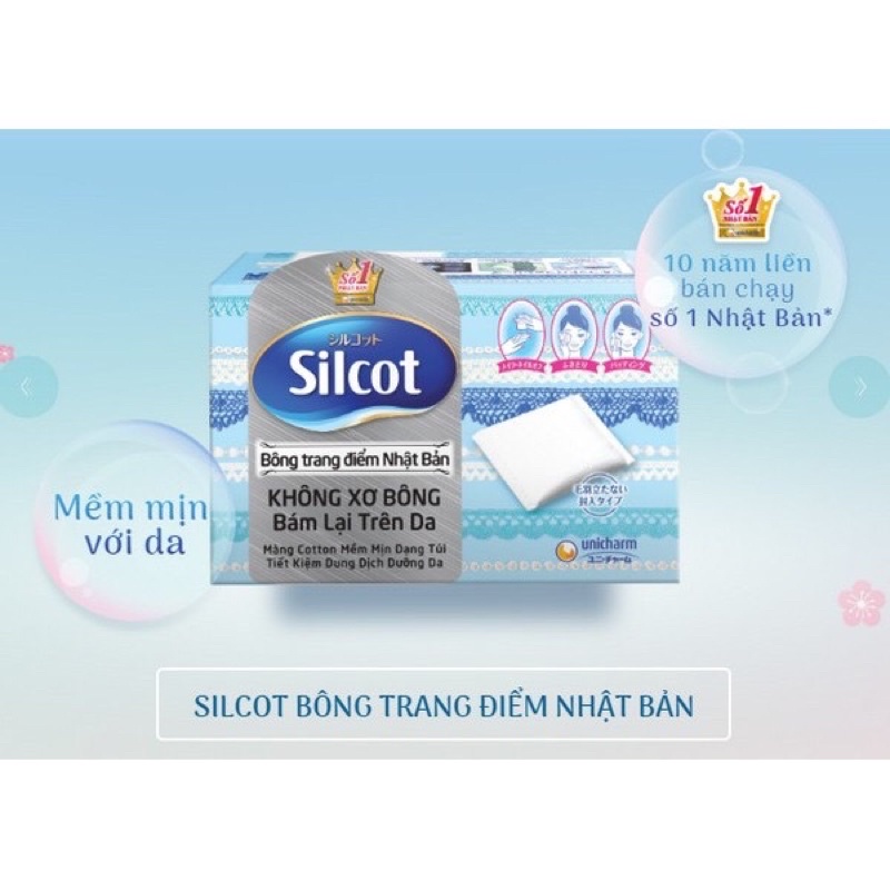 Bông Tẩy Trang Silcot Unicharm Nhật Bản