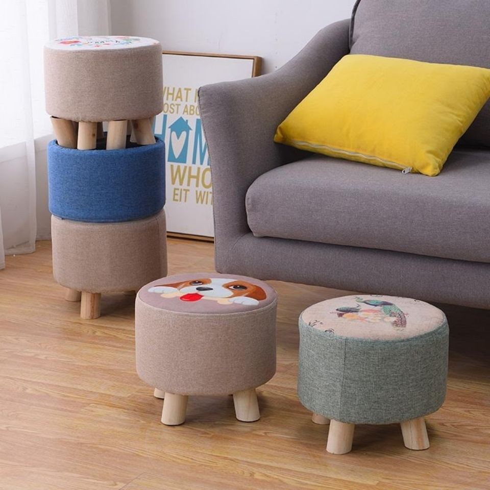 small solid gỗ Phân thời trang Ghế đẩu tròn Nhỏ Phòng khách sofa đôn Thấp Sáng tạo chủ