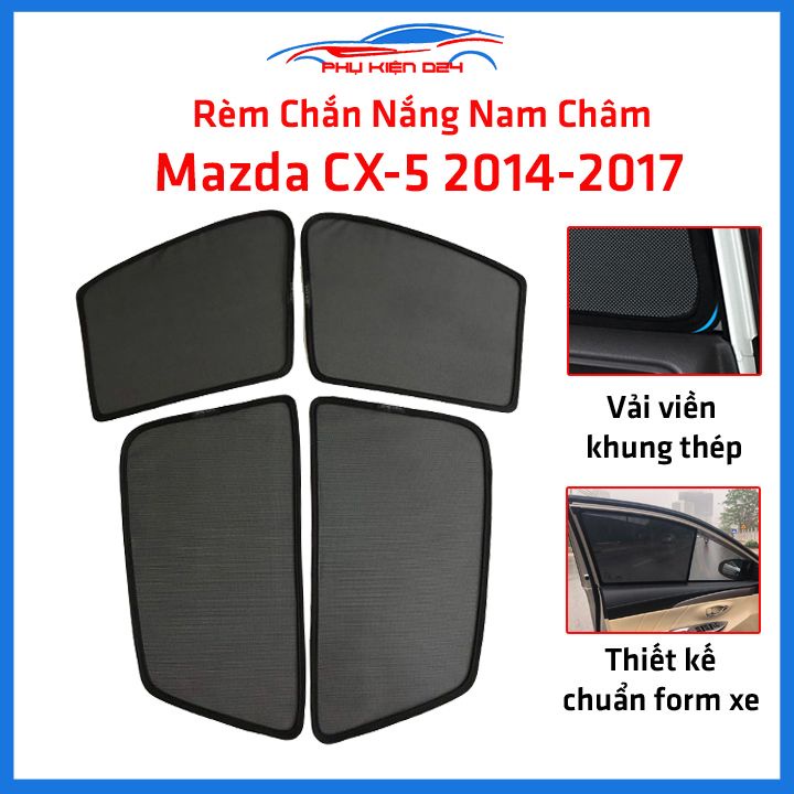 Bộ 4 rèm chắn nắng nam châm Mazda CX-5 2014-2015-2016-2017 khung cố định chống tia UV