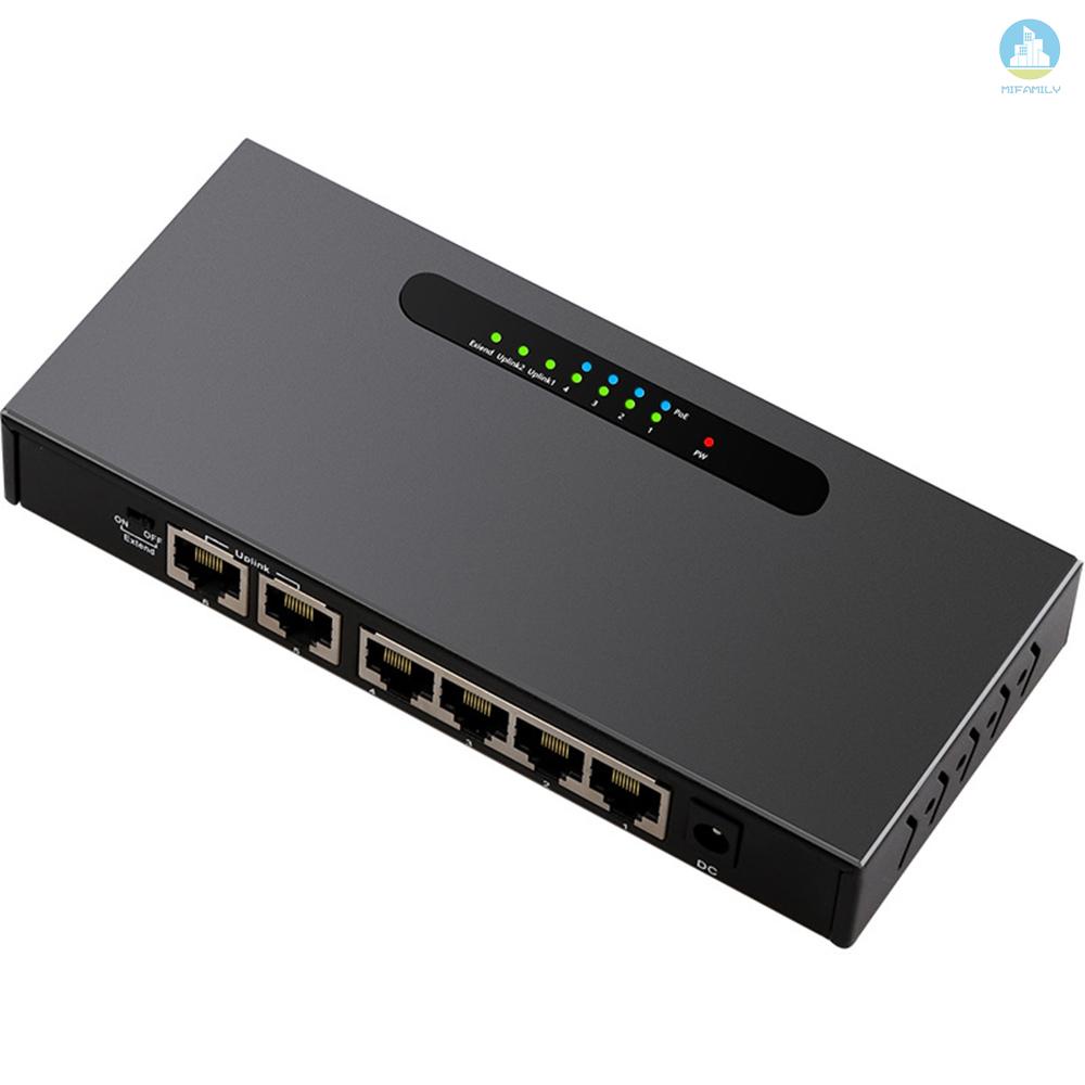 Mi Công Tắc Poe 6 Cổng 4 + 2 100m Với 4 Cổng Ethernet 2 Uplink Cho Camera Không Dây