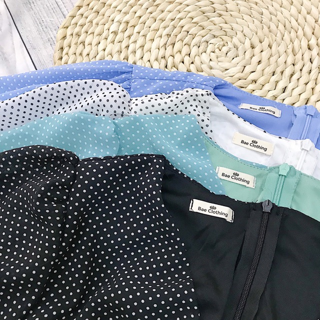 ĐẦM XINH CHẤM BI - VÁY BI VẠT CHÉO CỔ CHỮ V CÓ LÓT ( Kèm ảnh trải sàn ) | BigBuy360 - bigbuy360.vn