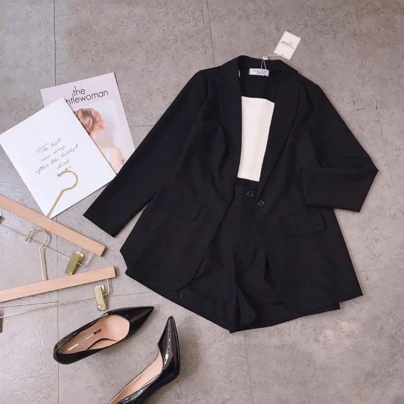 set vest 3 món khoác +quần short áo 2 dây