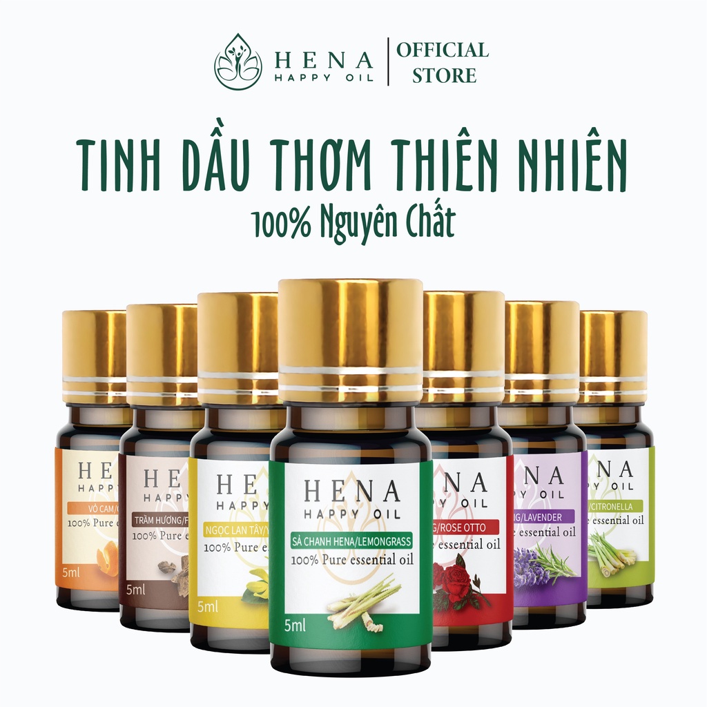 Tinh dầu thiên nhiên Hena - Lọ 5ml - 14 mùi hương lựa chọn dùng thử - Cam kết chất lượng