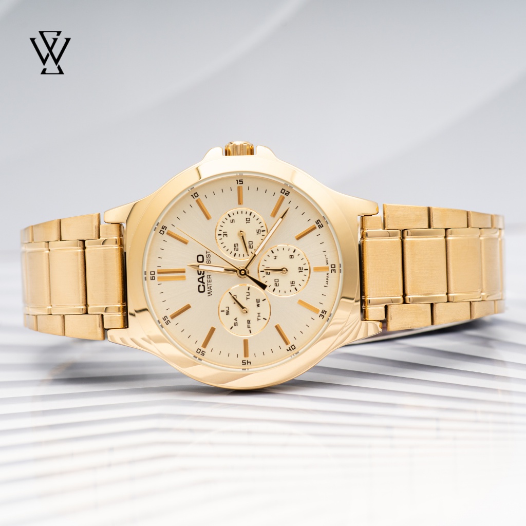 Đồng Hồ Quartz Nam Casio WATCHSTORE MTP-V300G-9AUDF Thiết Kế Kính Khoáng 41.5mm, Dây Kim Loại, Vỏ Thép Không Gỉ