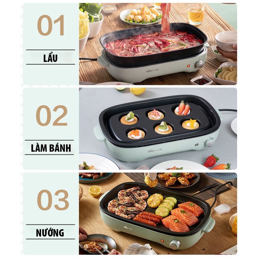 [THANH LÝ GIÁ SỐC] BH 12T_ sở hữu sẵn HCM Bếp LẨU-NƯỚNG BÁNH BEAR,Bếp Điện Đa Năng 4-6 người ăn – 3 ngănTHÁO RỜI