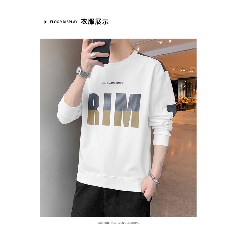 Áo thun nam tay dài cổ tròn đẹp hàn quốc sweater khoác thu đông cao cấp giá rẻ An Hi 💙 WHITE RIM 💚