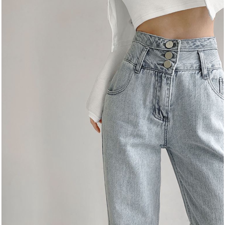 Quần Jeans Ống Rộng | Quần Denim Nữ Cạp Cao Dáng Suông Ống Rộng Trẻ Trung Sành Điệu Phong Cách Hàn Quốc | BigBuy360 - bigbuy360.vn