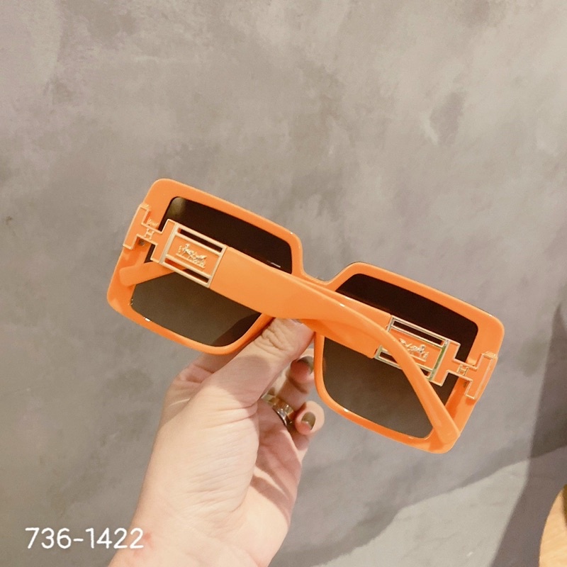 Kính Vuông Nữ Chữ H Hermes Của Nam Và Nữ Chống Tia UV400 Đi Đêm Chống Chói HM Màu Cam Đen Xanh Nâu Beo