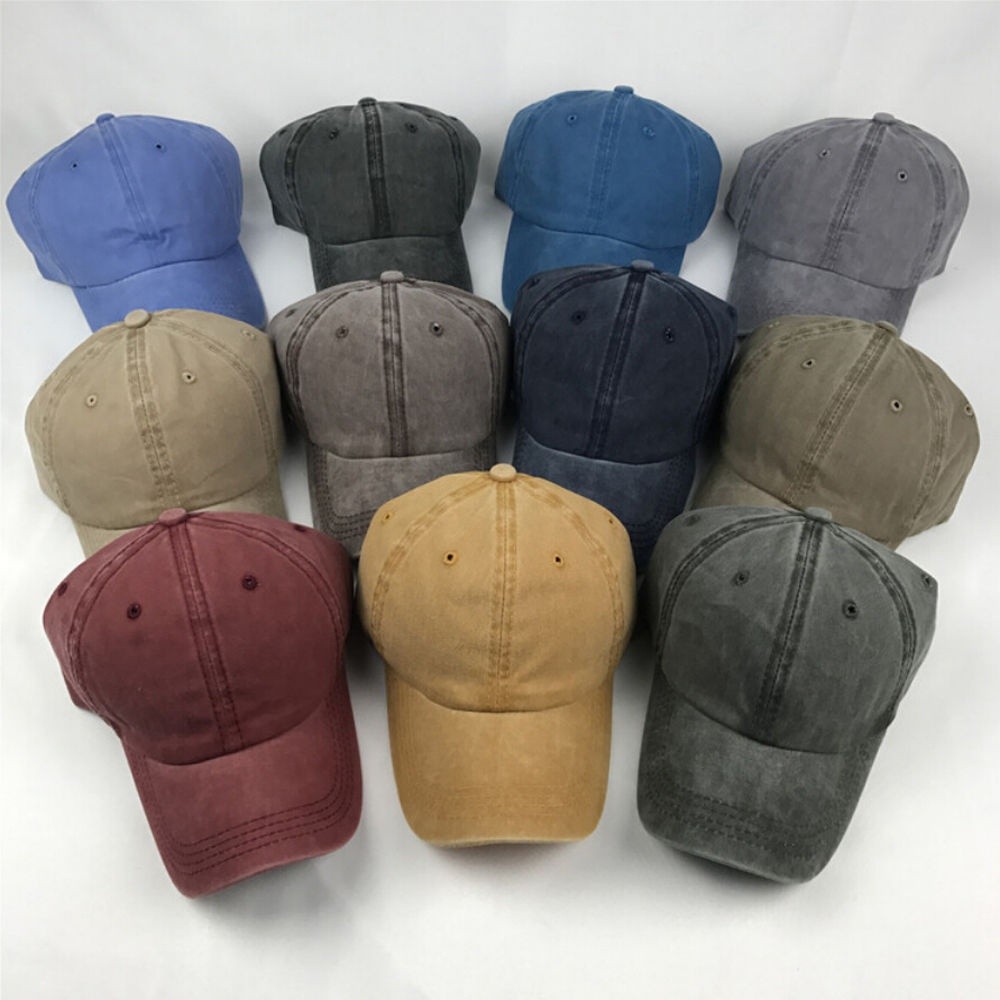 ☛☏❤Cotton Cap Baseball Caps Hat Adjustable Polo Style Washed Plain Solid Visor