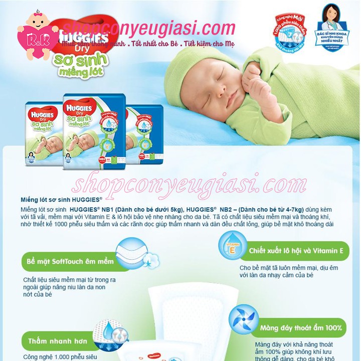 Miếng Lót Sơ Sinh Huggies Dry Newborn 1-100 (100 Miếng)