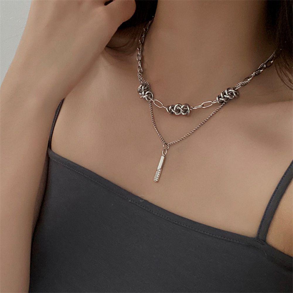 Vòng cổ Hai Lớp Họa Tiết Hình Học Độc Đáo Phong Cách Hip hop Thời Trang Cho Nam Và Nữ