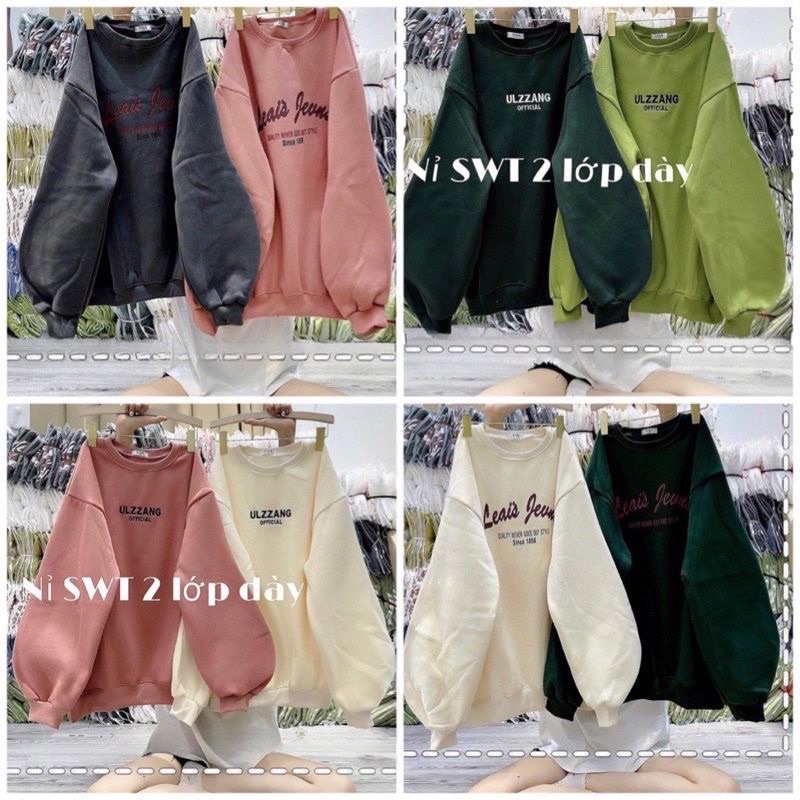 [ Rẻ vô địch ] Áo nỉ cổ tròn , áo swt nỉ form rộng tay hồng - Ulzzang