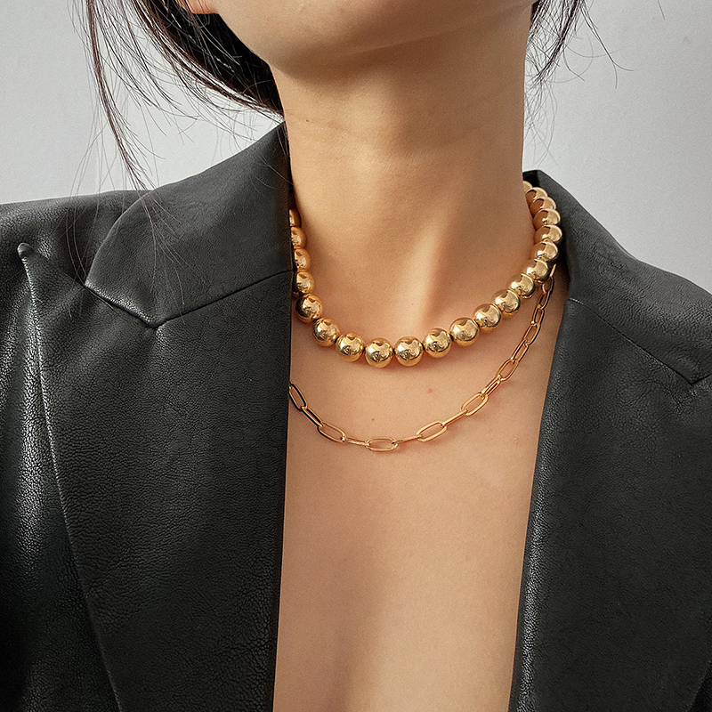 Vòng Cổ Choker Màu Vàng Đính Hạt Tròn 0513 Thời Trang Cho Nữ