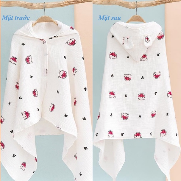 [Áo choàng xô 4 lớp] Áo choàng chống nắng cho bé - Áo có thể làm khăn tắm siêu thấm hút