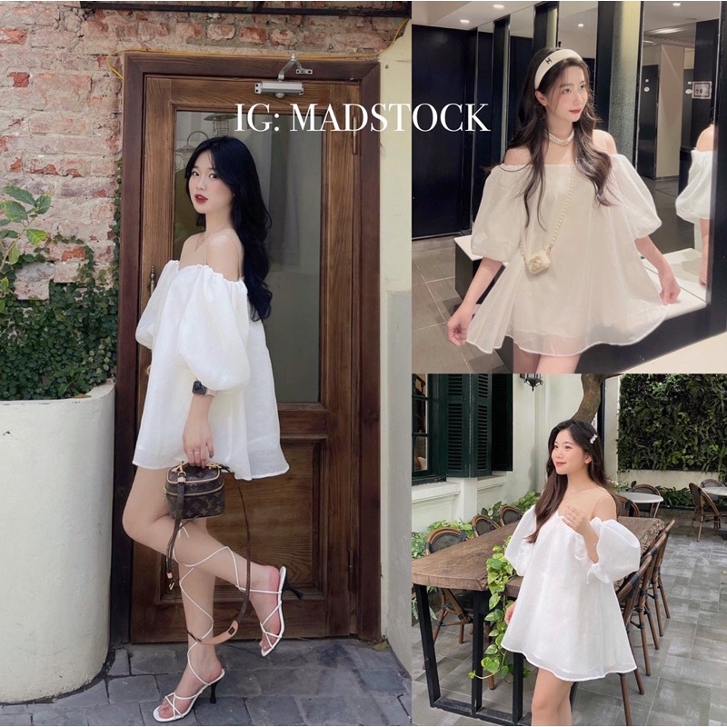 ÁO TRẮNG TRỄ VAI TAY BỒNG *ALICE* DÁNG BỒNG NHẸ NHÀNG  Áo Đi biển