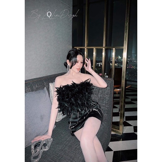 Váy Lông Vũ Đính Đá Cao Cấp