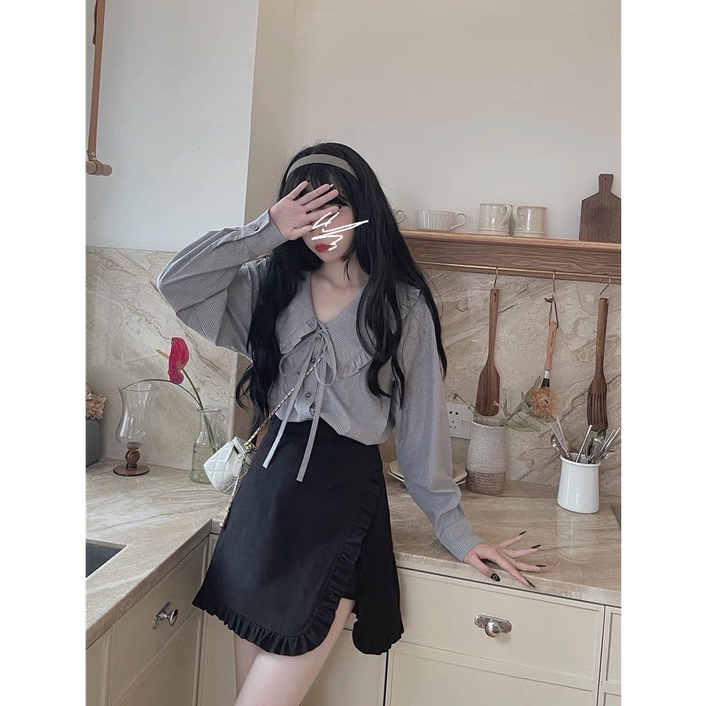 Chân Váy Chữ A Lưng Cao Phối Bèo Thời Trang Mùa Xuân 2022 Mới Cho Nữ