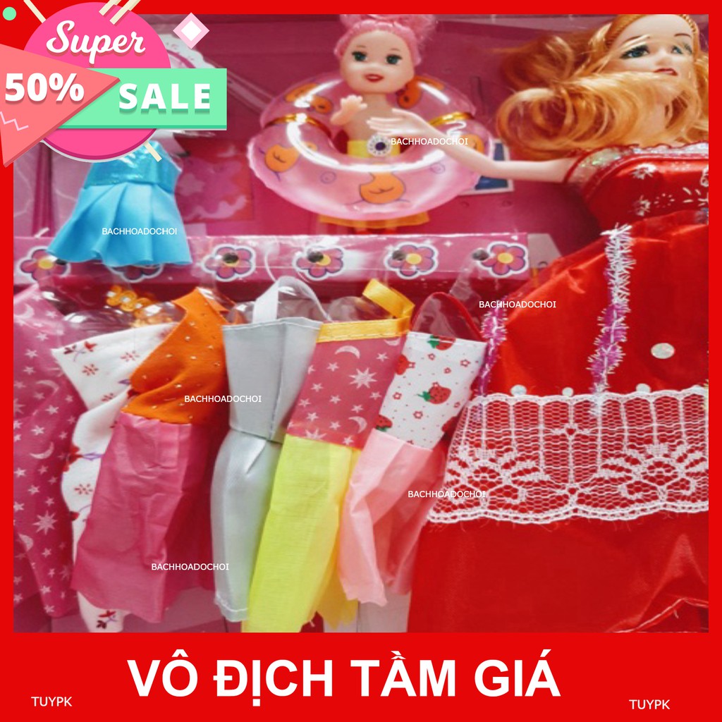 Búp bê Barbie 𝑭𝑹𝑬𝑬𝑺𝑯𝑰𝑷 Thay quần áo - đồ chơi cho bé