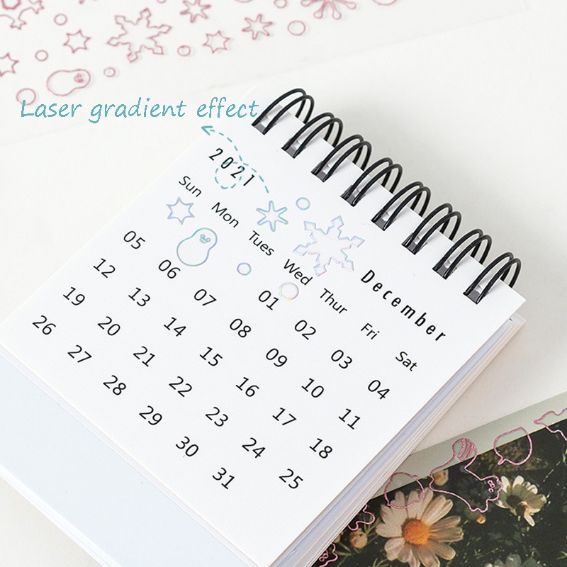 Nhãn dán bằng PVC chống nước màu laser sáng bóng dùng trang trí viền ảnh sổ tay sổ lưu niệm độc đáo sáng tạo