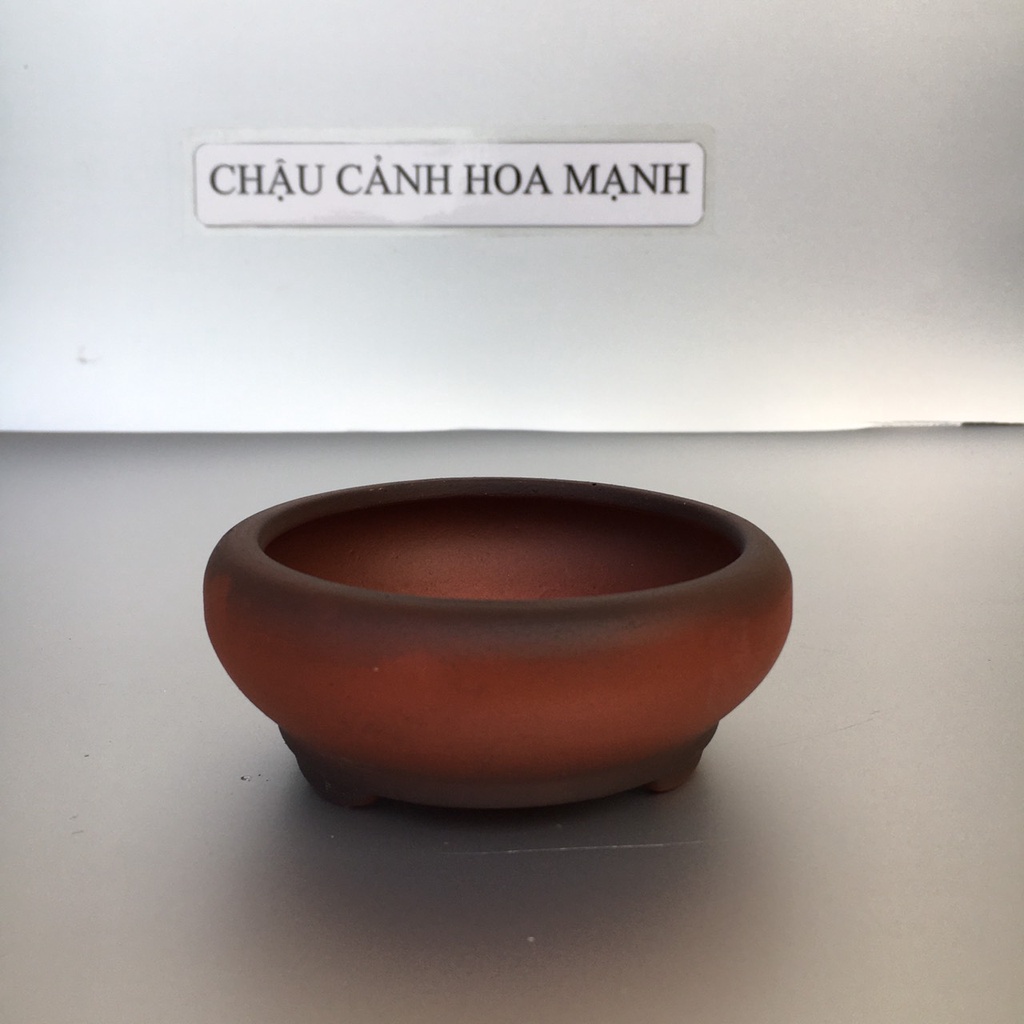 Chậu Tròn bonsai sen đá màu Đỏ mini gốm Bát tràng 1 size SP398