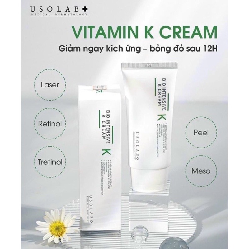 ( Công Ty ) USOLAB Bio Intensive K Cream 50ml - Kem Dưỡng Vitamin K Dịu Da Tức Thì