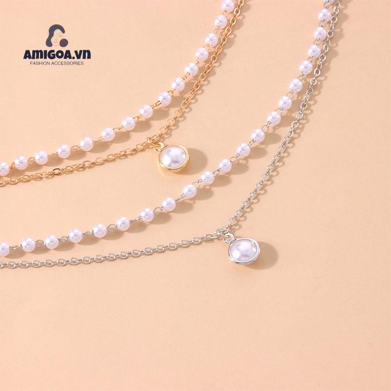 Vòng Tay Hai Lớp Đính Hạt Ngọc Trai Phong Cách Retro