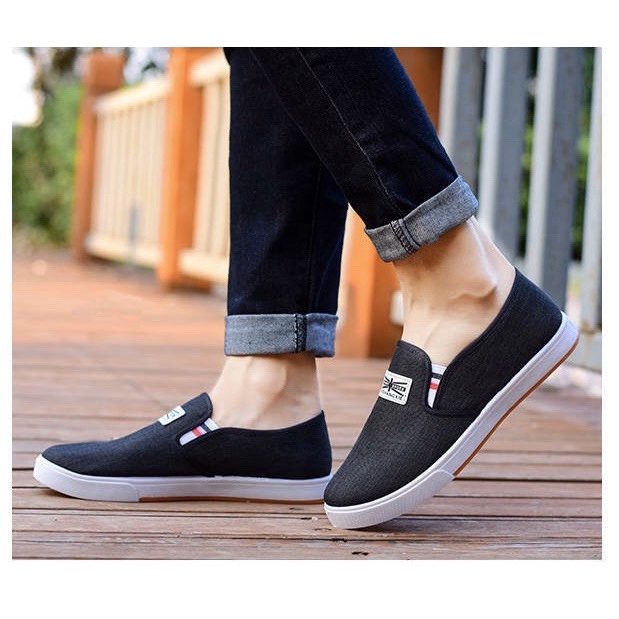 Giày Lười Vải Nam Sport Shoes Đế Cao Su Non Phối Vải Thoáng Khí