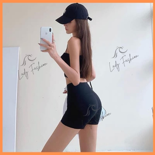 Quần Legging Đùi Nữ Chất Cotton Cao Cấp Mềm Mịn Co Giãn Ôm Mông Cạp Cao Tôn Dáng Lady