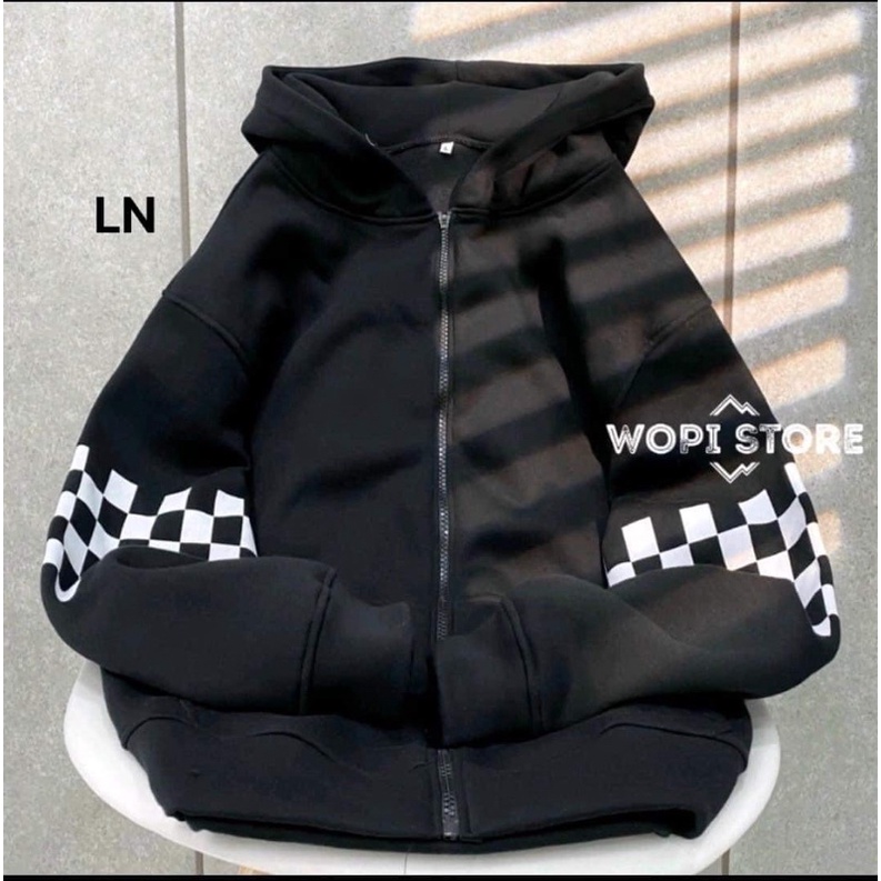 Áo khoác nỉ tay Caro mũ 2 lớp TH6