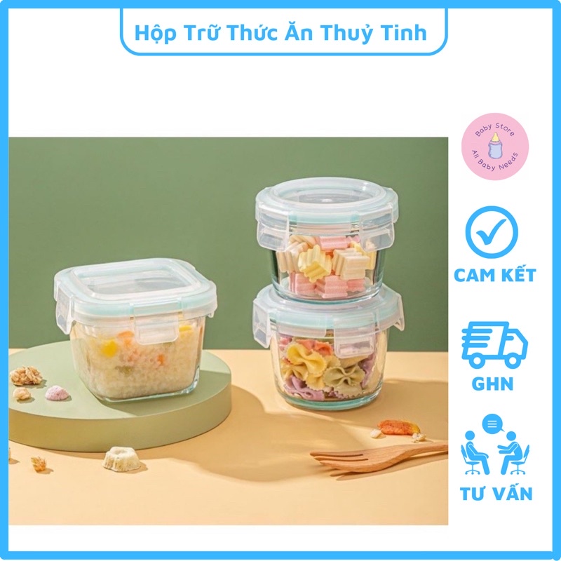 Hộp Trữ Thức Ăn, Cốc Nấu Cháo Thuỷ Tinh Cao Cấp Chịu Nhiệt An Toàn