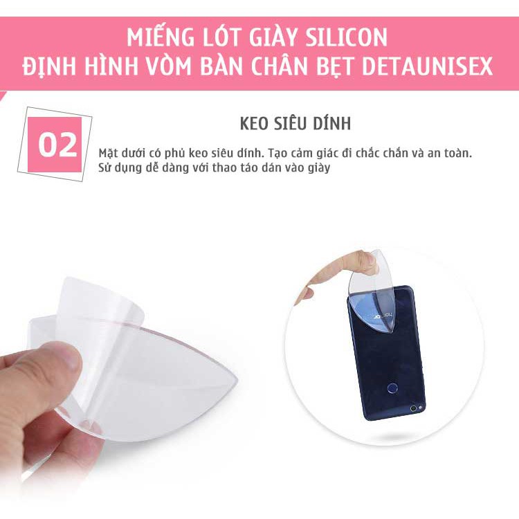 Miếng lót giày bàn chân bẹt Silicon Detaunisex - LGS6