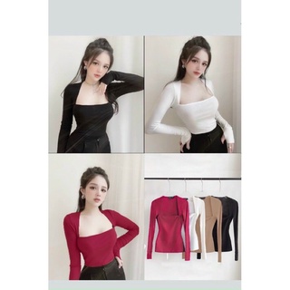 Áo thun tay dài cổ vuông