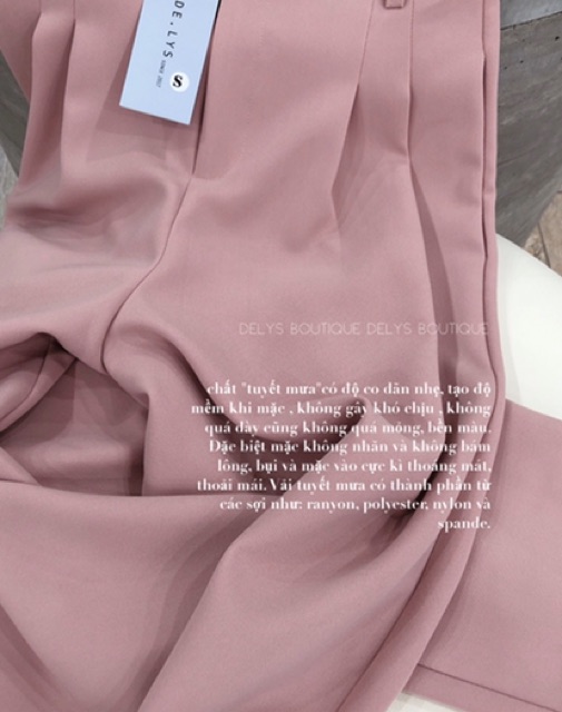 Quần suông ống rộng nữ Delys - Quần suông hồng cạp cao vải tuyết mưa mềm không nhăn, không bám bụi | BigBuy360 - bigbuy360.vn