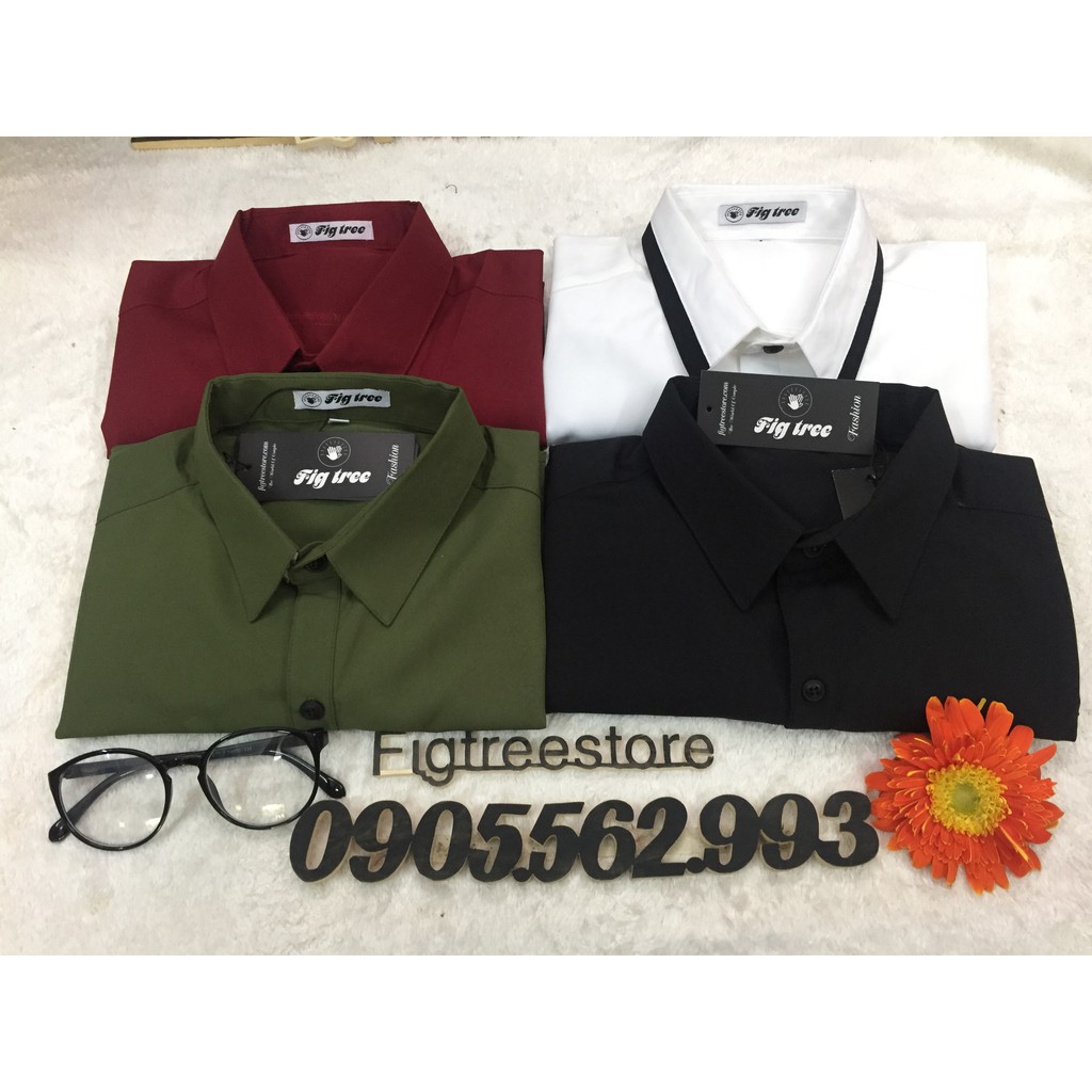 Áo Sơ Mi Nam Công Sở FIGTREE Màu Xanh Olive Đẹp Rẻ