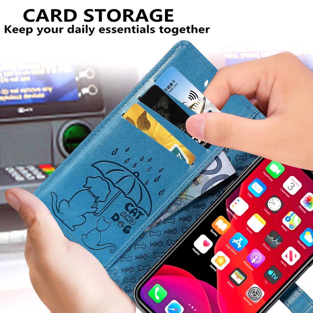 Ốp điện thoại da PU kiểu ví đế lật có ngăn đựng thẻ họa tiết hoạt hình chạm nổi cho IPHONE 11 PRO MAX XS MAX IX XR | BigBuy360 - bigbuy360.vn