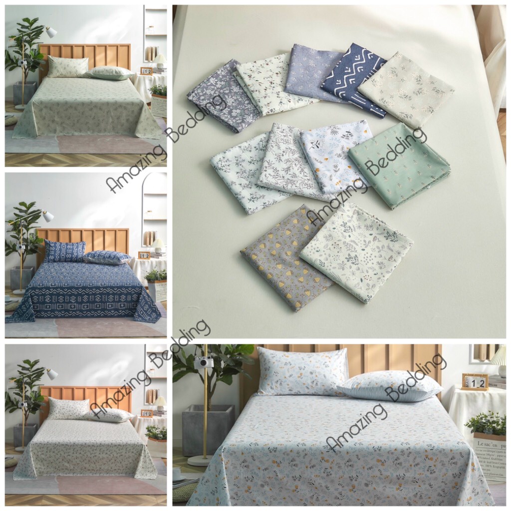 Bộ ga và 2 vỏ gối đầu Cotton nhập khẩu 100%( miễn phí bo chun)