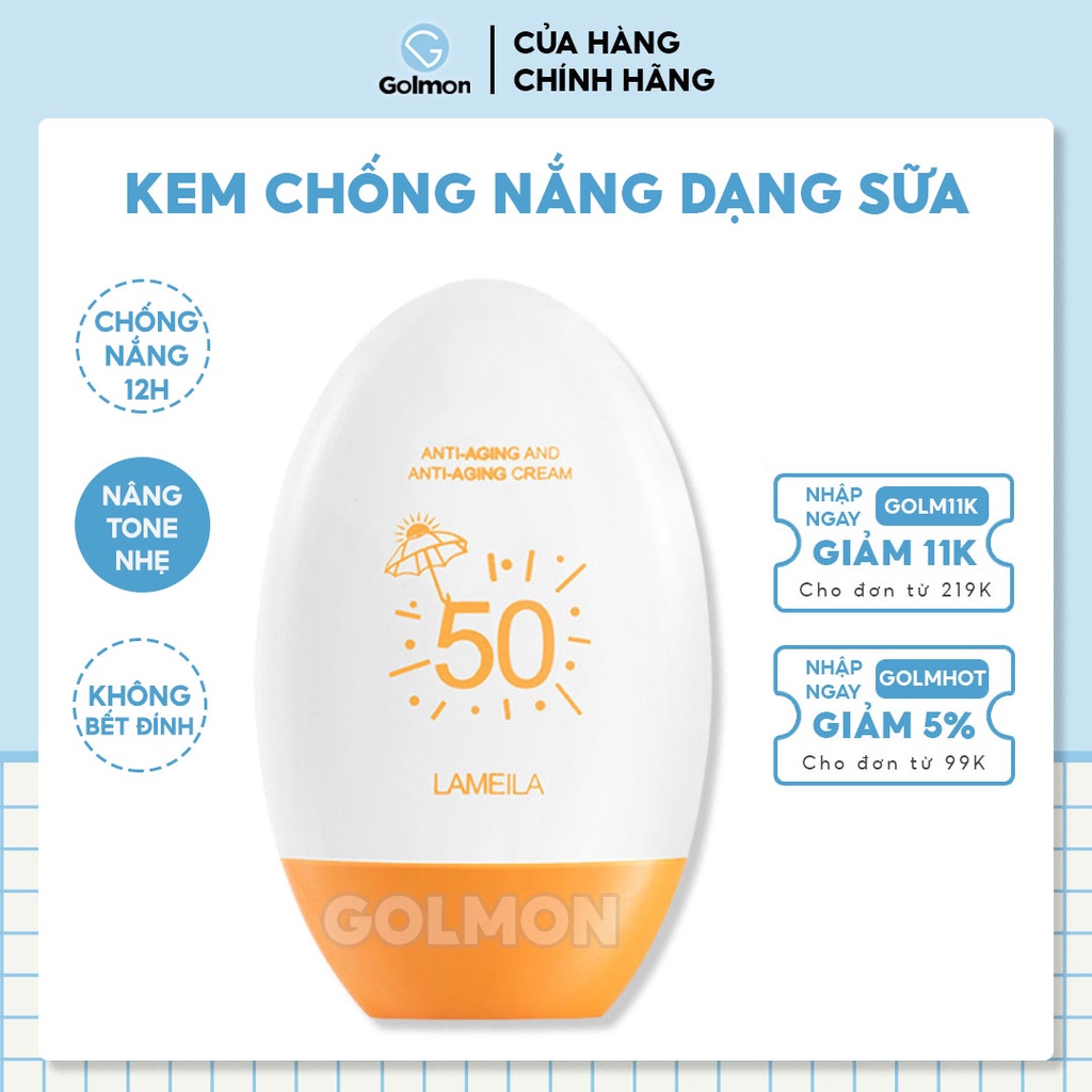 Kem Chống Nắng Dạng Sữa Chống Nắng Lameila SPF 50++ kháng nước và bảo vệ da Neity CNL106000 Golmon