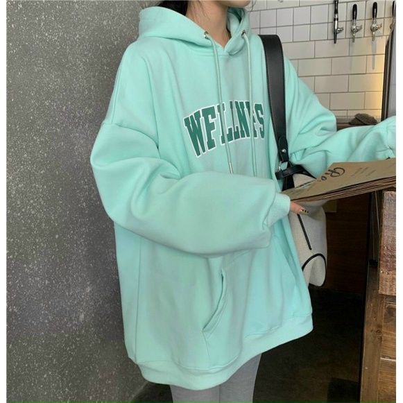 Áo Hoodie Sky WFLL Form Rộng, Mũ 2 Lớp, 2 Màu Xanh Mint - Rêu SIÊU HOT