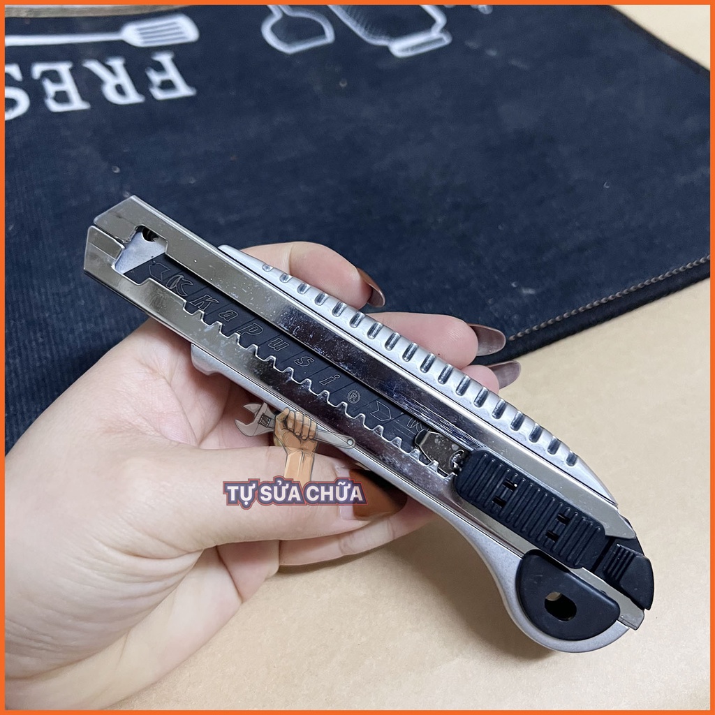 Dao rọc giấy đa năng kèm 5 lưỡi dao A100 thép CRV Sk5 sắc bén thay thế chính hãng  Kapusi K-8748