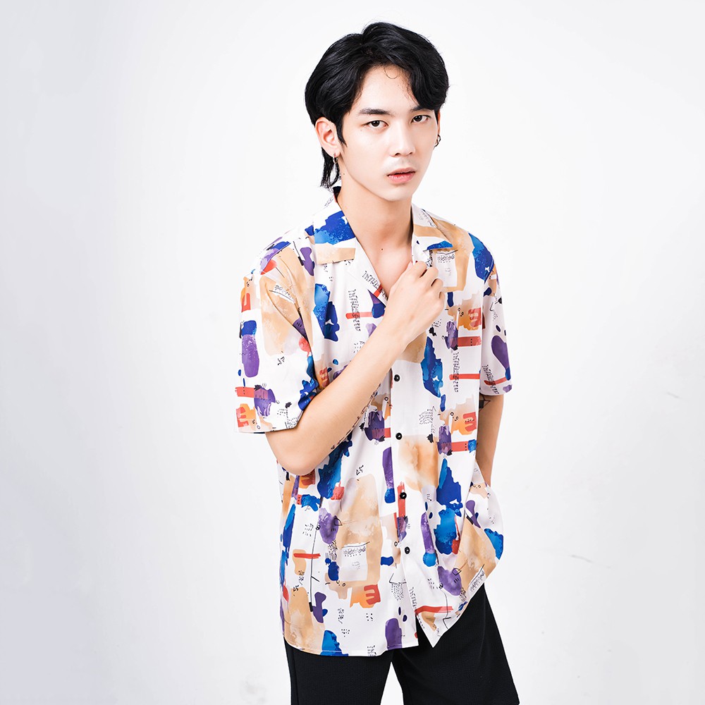 Áo sơ mi nam họa tiết GHOST, chất liệu vải lanh lụa mềm min, thoáng mát, không nhăn, Form  Regular -  ADORIS SM063