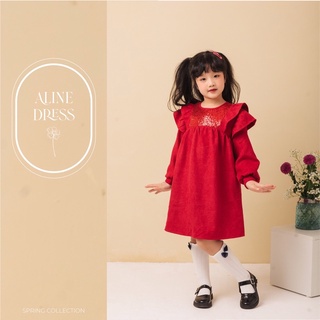Aline dress - váy nhung đỏ ngực đáp kim sa