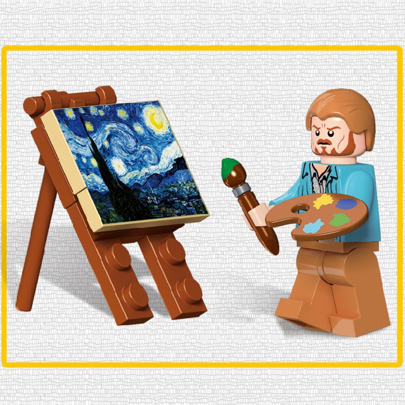 Lắp ráp Starry Van Gogh Pixel Painting World Masterpiece DK3001 Bầu trời đầy sao của Van Gogh có đèn led