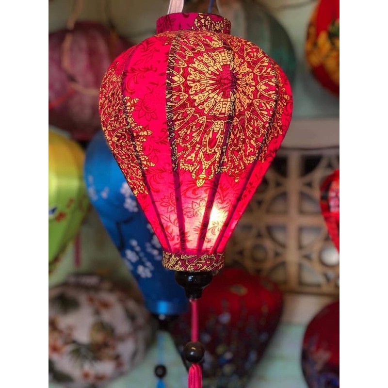 Đèn lồng hội an vải phi 3d chuyên trang trí nhà cửa treo tết chùa miếu