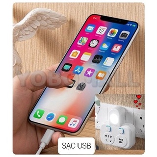 Ổ cắm đèn ngủ đầu giường đa năng có cổng sạc USB công xuất cao - Yobomall
