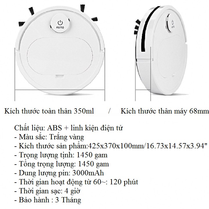 Robot hút bụi lau nhà quét nhà 3IN1 thông minh điều khiển qua app điện thoại ES350 sử dụng pin sạc dung lượng 3000mah